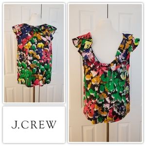 J. Crew Multi Ruffled Low Back Silk Top - size 12